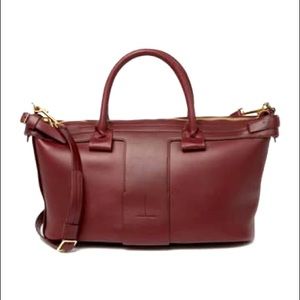 THEORY | T BAR Ames Leather Bag | Claret (Wine)
